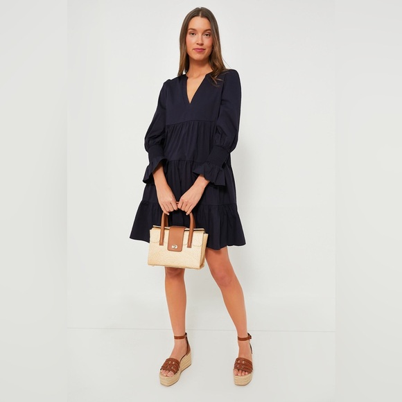 Tuckernuck Pomander Place Navy Cotton Poplin Kenzo Dress in Medium - Picture 6 of 9